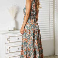 Double Take Floral V-Neck Tiered Sleeveless Dress