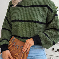 Striped Rib-Knit Sweater