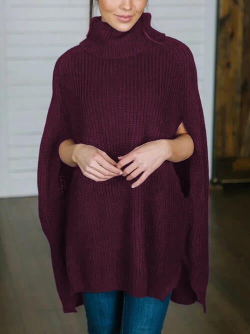 Turtleneck Slit Sweater