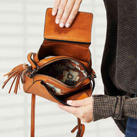 SHOMICO PU Leather Crossbody Bag with Tassel