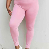 Zenana Fit For You Full Size High Waist Active Leggings in Light Rose