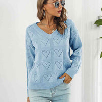 Openwork V-Neck Sweater
