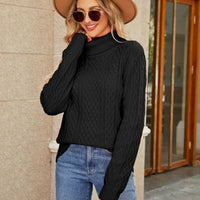 Cable-Knit Mock Neck Sweater