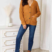 Double Take Drop Shoulder Button Down Cardigan with Pockets