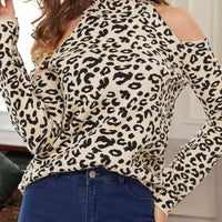 Leopard Cold-Shoulder Sweater