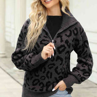 Leopard Half-Zip Sweater